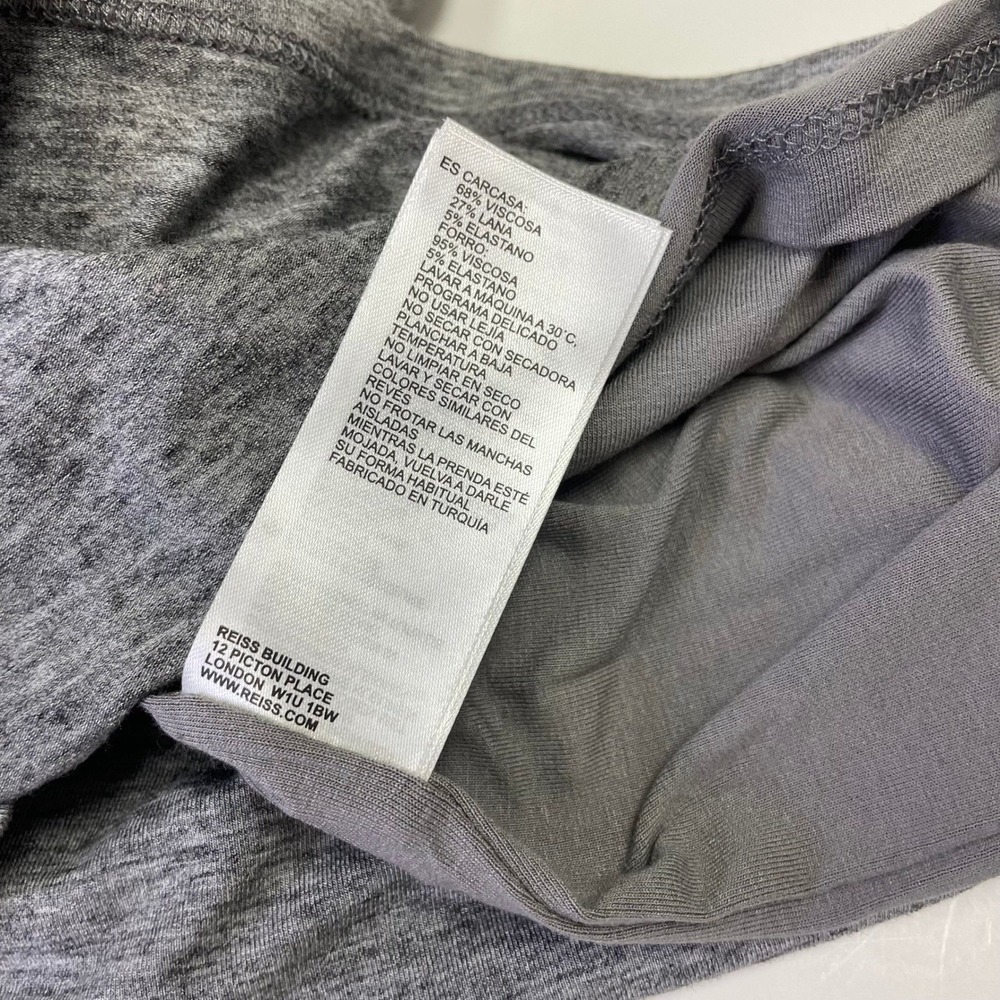 NEW Reiss Sara Ruched Bodycon Dress XS Grey Cowl Neck Wool Blend BusinessCasual - Picture 10 of 16